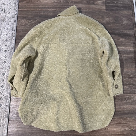 Zara fleece overshirt cream teddy button-up jacket - Picture 13 of 14